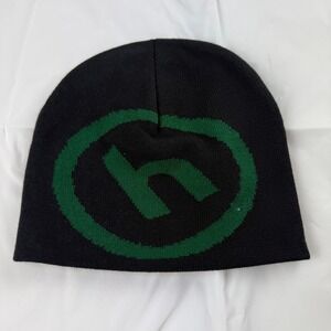 Hidden NY Green Logo Black Knit Beanie Skull Cap Streetwear One Size